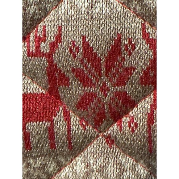 Free People Women Reindeer Hooded Quilted Red Beige Vest‎ Med Christmas - Picture 3 of 6